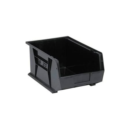 Quantum Storage Systems Hang & Stack Storage Bin, Polypropylene, Black, 8 in H, 11 in W, 16 in L, 4 PK QUS255CO